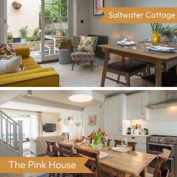 An image showing living and dining spaces in holiday cottages in Deal, Kent