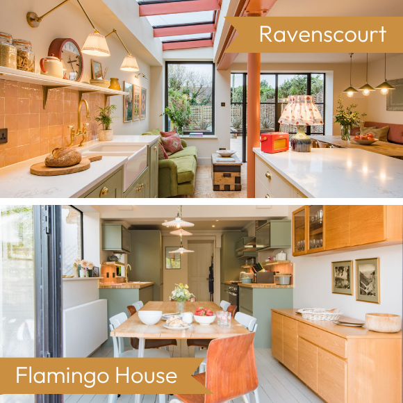 An image showing the dining and kitcehn areas of Ravenscourt and Flamingo house in Whitstable, Kent