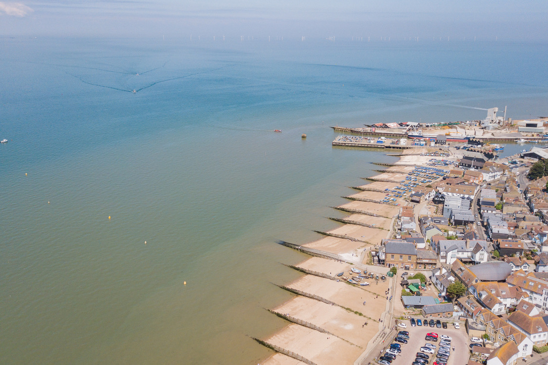 Aerial view over Whitstable harbour in Summer