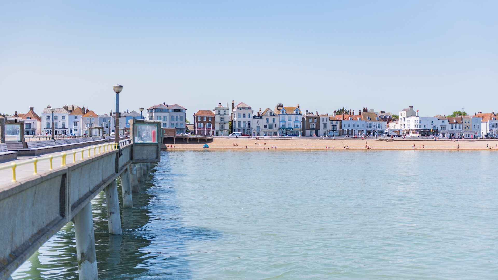 View of Deal's Georgian seafront houses, from Deal Pier