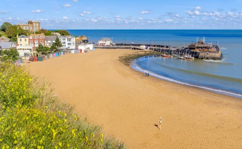 Golden sand of Viking Bay in Broadstairs, Kent
