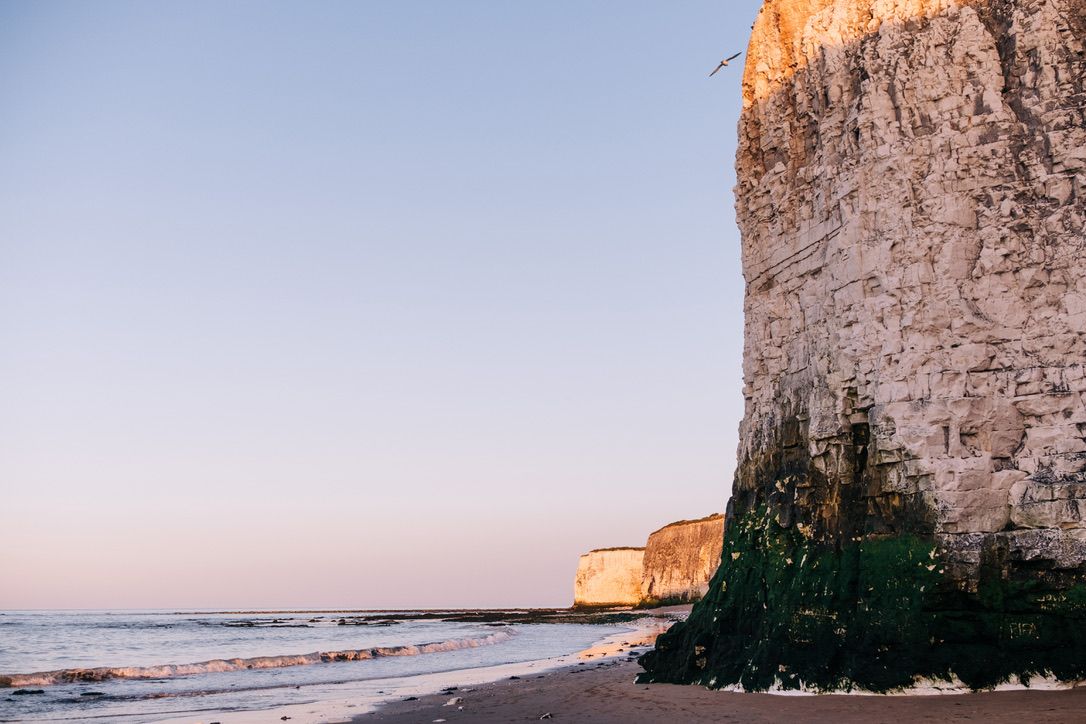 Chalk Cliffs at Botany Bay beach at Broadstairs on the Kent Coastline England UK. High quality photo