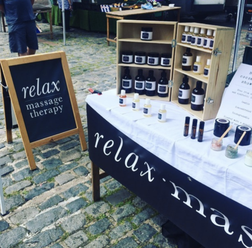 An image of a market stall belonging to relax massage at home massage wellness provider in Deal Kent