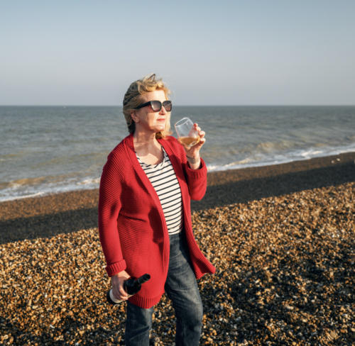 Paula, The Beach Sommelier, on Deal Beach in Kent