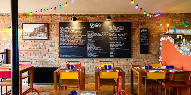 The tables and menu at Lilie's Margate restaurant